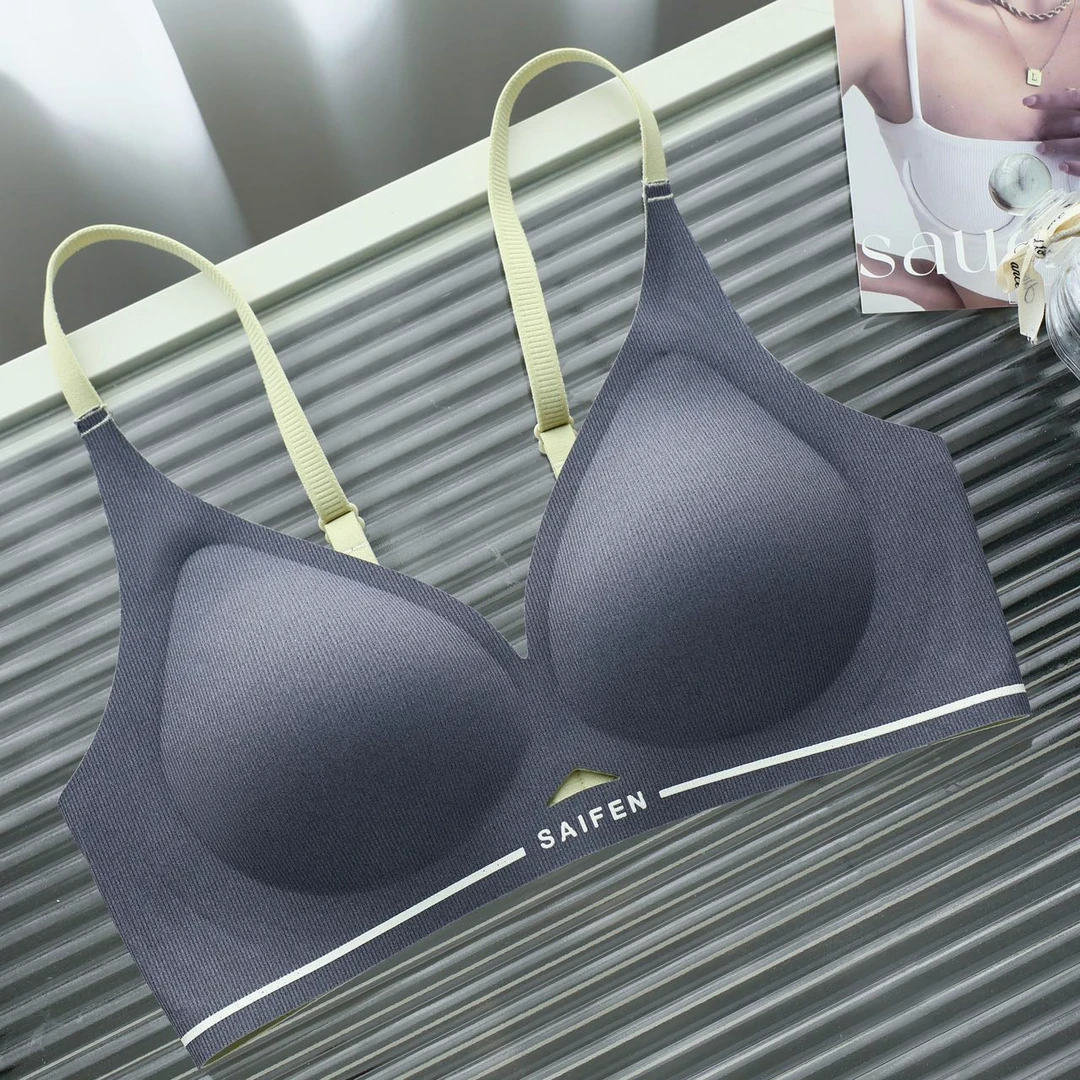 【龙公子七月专属】果冻内衣柔软亲肤舒适简约条纹字母内衣文胸3307