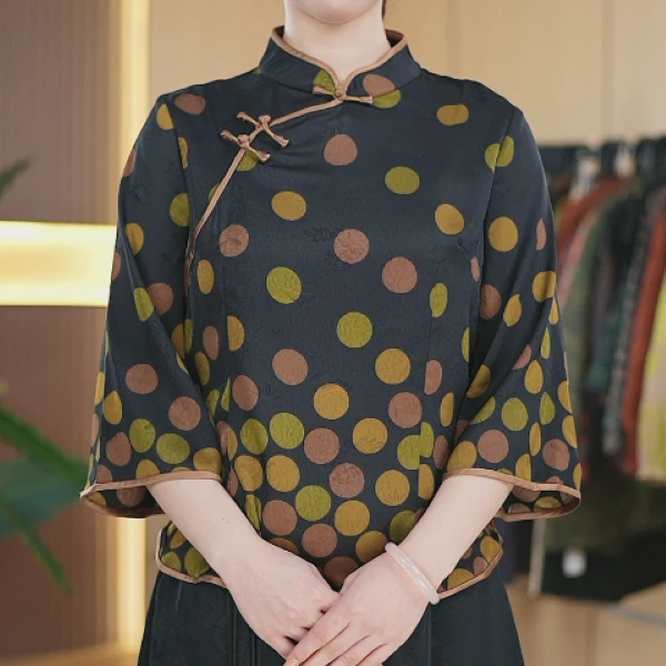 杭锦绸装.波点改良旗袍衫XZ832