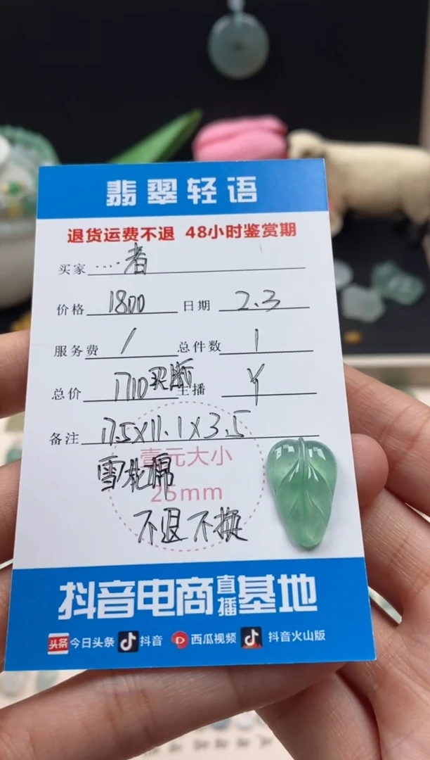 【闪购商品】翡翠颈饰未镶嵌翡翠冰晴叶子