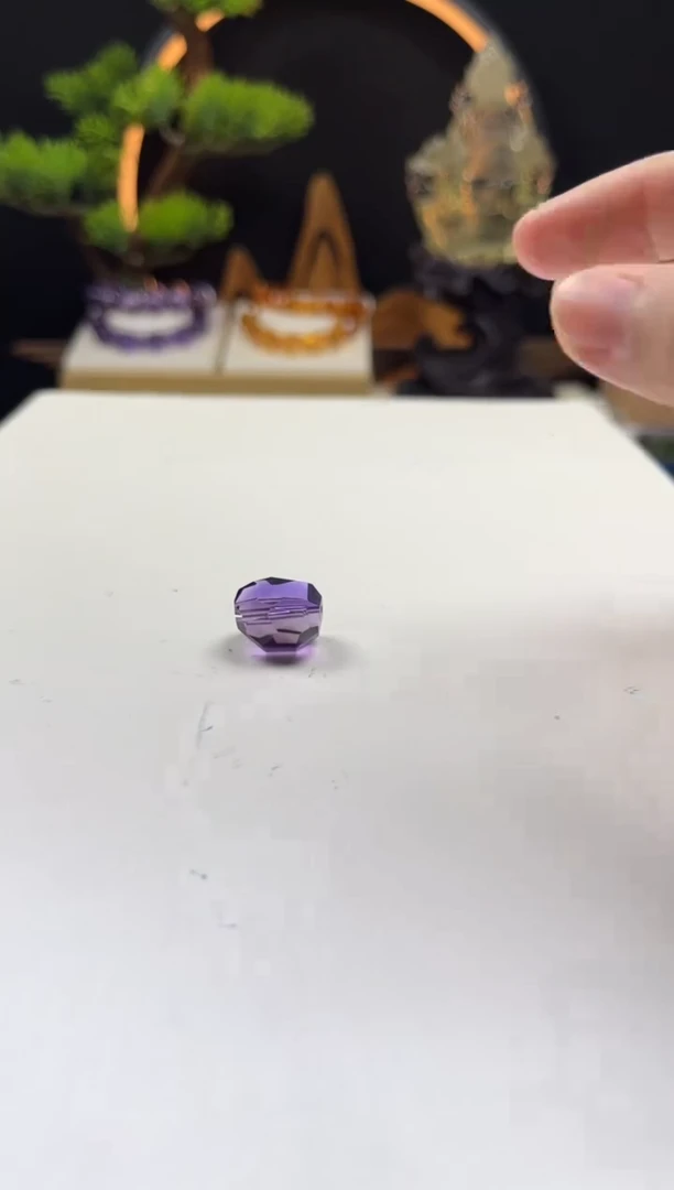 未镶嵌手链紫晶财**驻天然紫水晶钻切单珠13mm