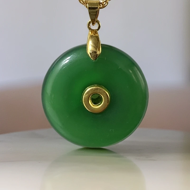 玉髓绿色平安扣吊坠-多样性发货-带礼盒证书