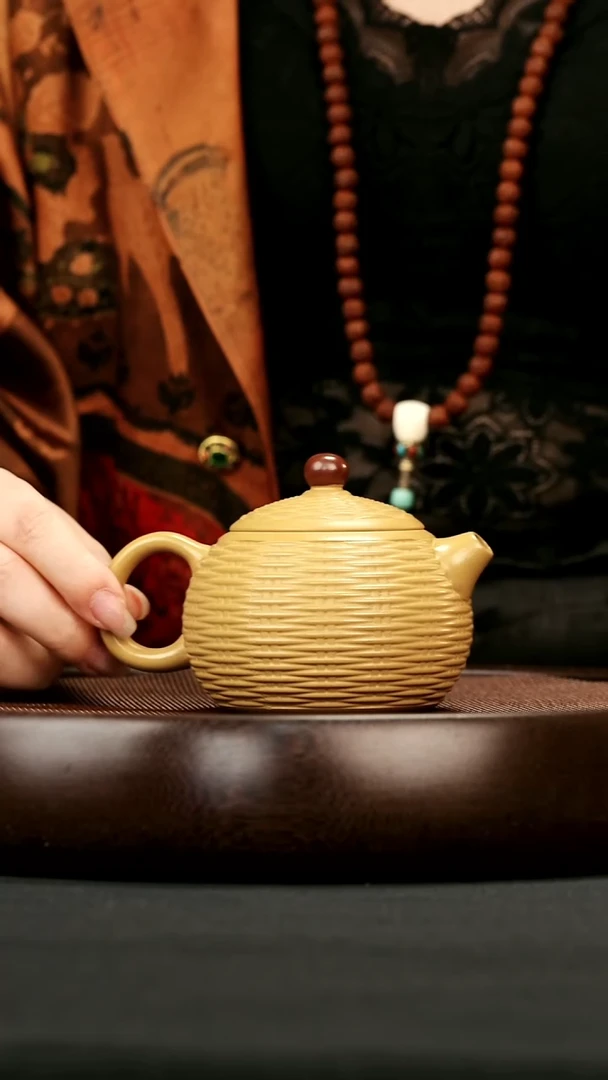茶壶紫砂28 黄金段竹编西施