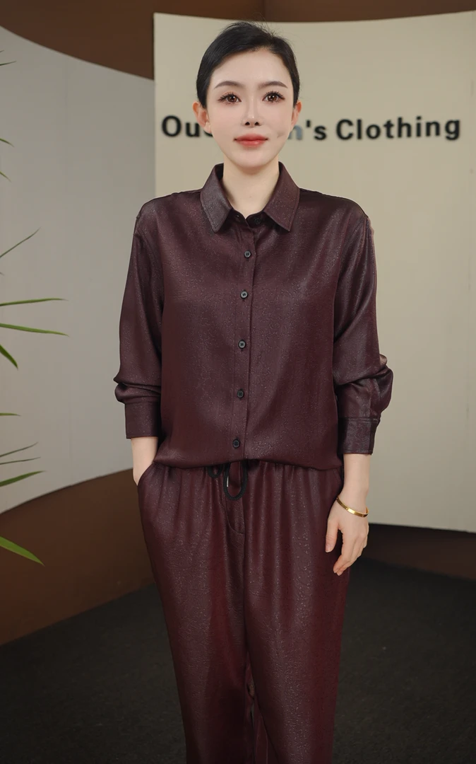 《香云纱》桑蚕丝高端休闲商务中老年男士油皮老料衬衫复古百搭衬衣