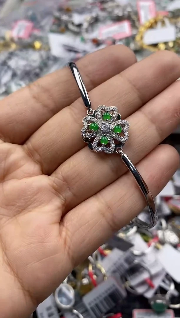 银S925镶嵌戒指翡翠5555-----2