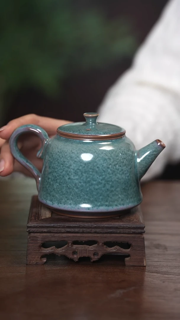 【闪购商品】清凉寺原产地仿古釉手工钧瓷壶+两杯