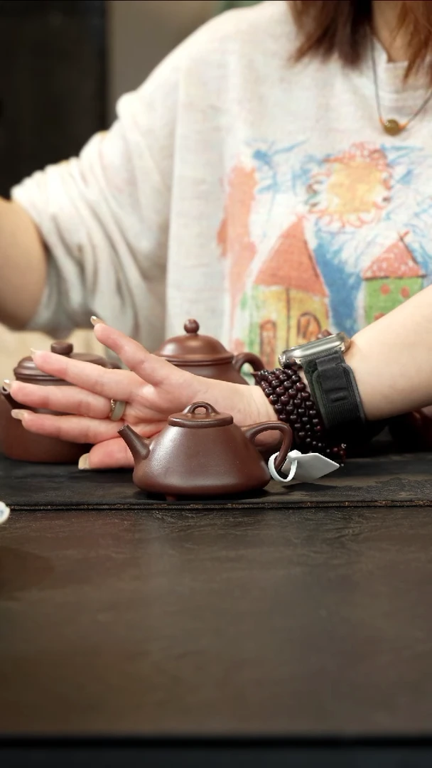 茶壶紫砂老紫泥子冶石瓢光素110cc