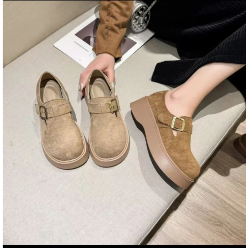 Q6988松糕厚底一脚蹬增高女勃肯鞋