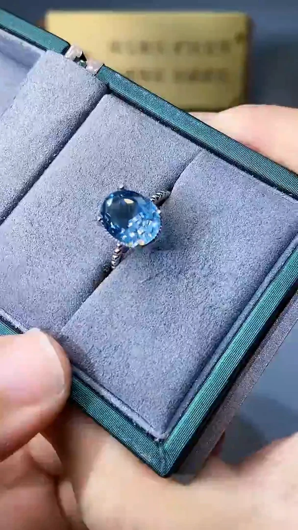 【闪购商品】海蓝宝石戒指银S925镶嵌354