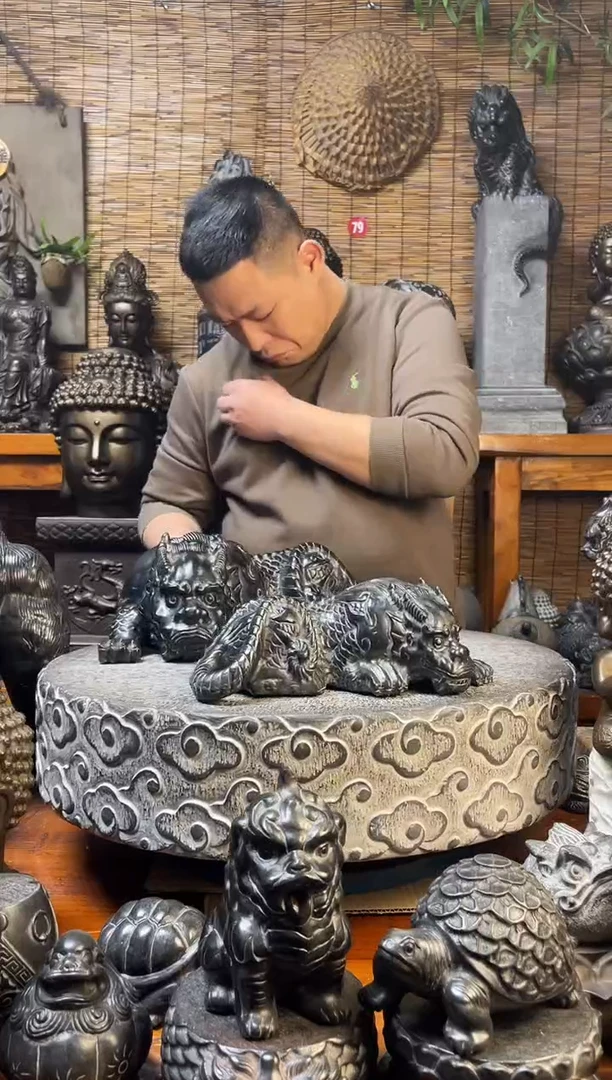 石材30趴吸水兽天然青石雕刻