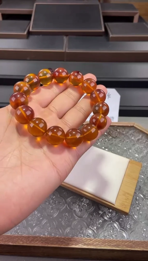 手链琥珀未镶嵌金棕珀手串