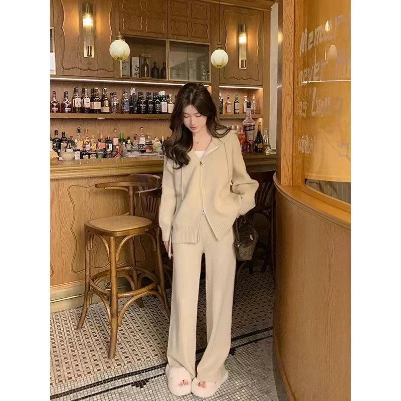 1500克高克重秋冬韩版针织慵懒风女套装长袖秋季显瘦气质时尚
