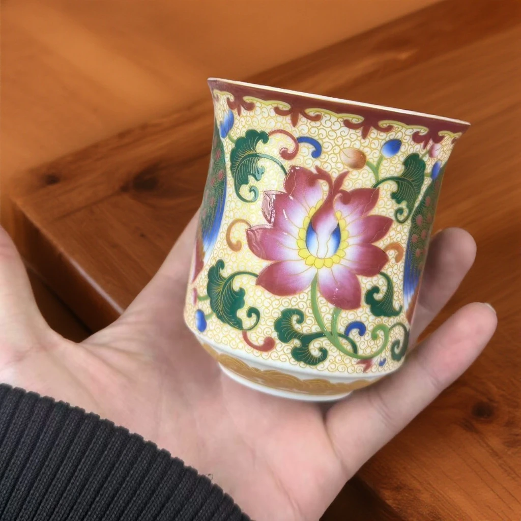 珐琅彩孔雀 复古主人杯客杯喝茶杯 150
