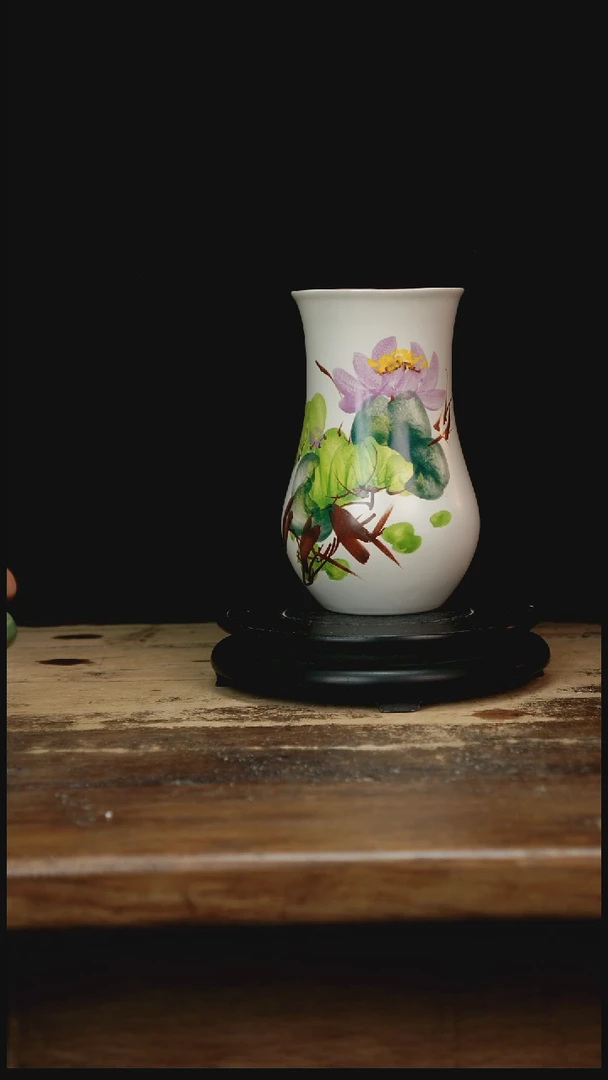 摆件 景德镇纯手工釉下彩精品花瓶