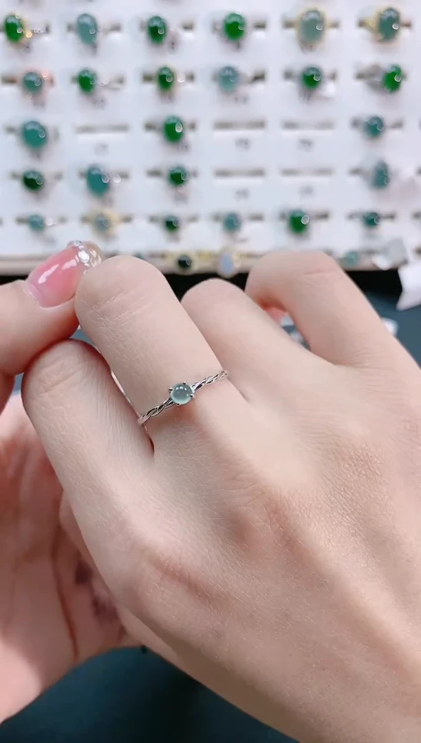 【闪购商品】翡翠戒指银S925镶嵌天然翡翠