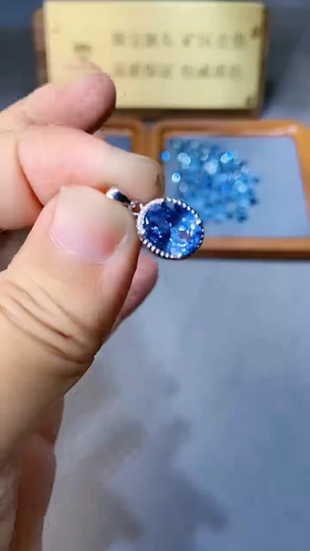 【闪购商品】海蓝宝石颈饰银S925镶嵌354