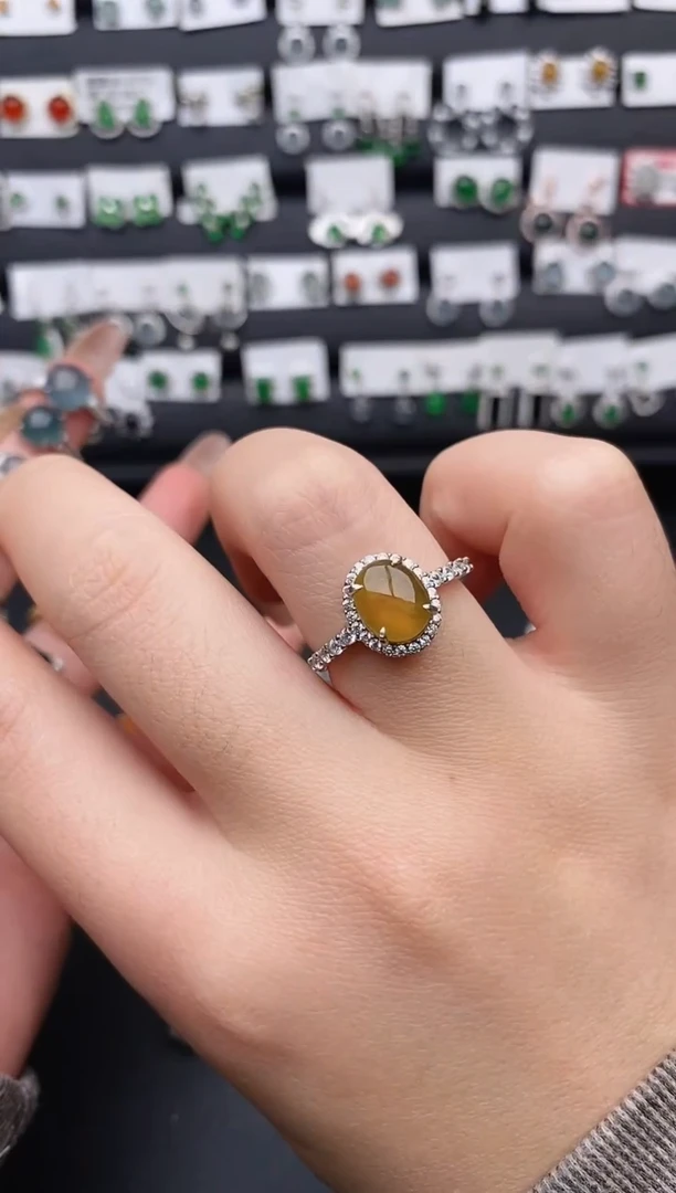 银S925镶嵌戒指翡翠1