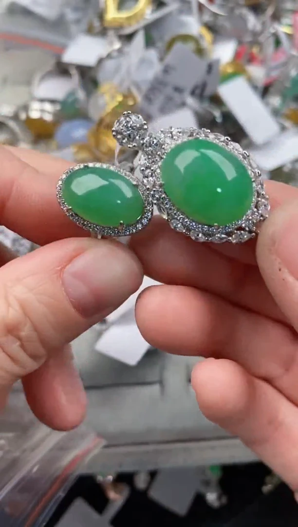 银S925镶嵌戒指翡翠12              5