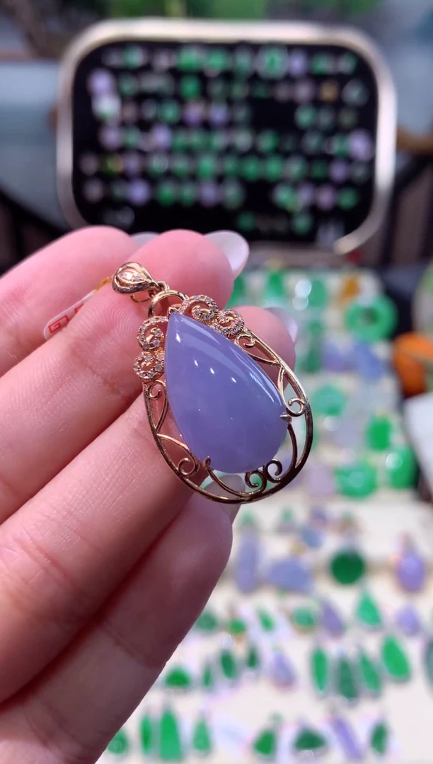 【闪购商品】翡翠颈饰18K金镶嵌缅甸天然A货翡翠