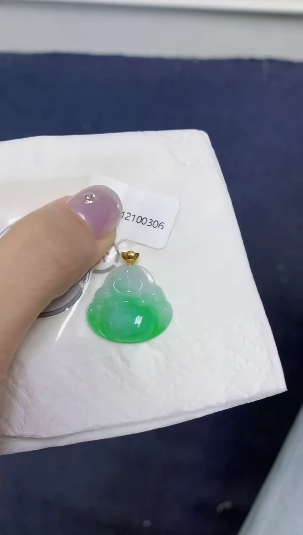 颈饰18K金镶嵌翡翠天然缅甸翡翠A货百元以上9元证书费自理