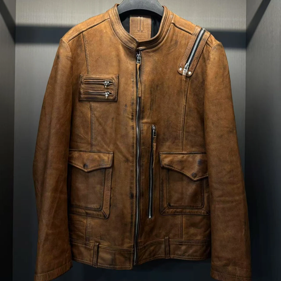 男士真皮外套复古潮品咖色常规百搭春秋款