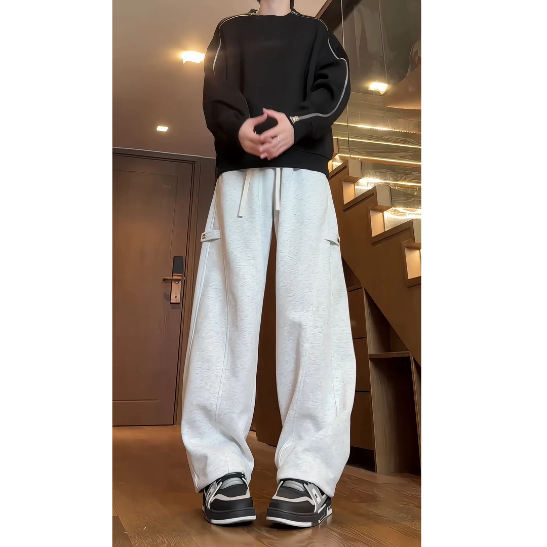 运费补贴秋季新款2025运动裤男女同款美式直筒休闲结构弯刀卫裤