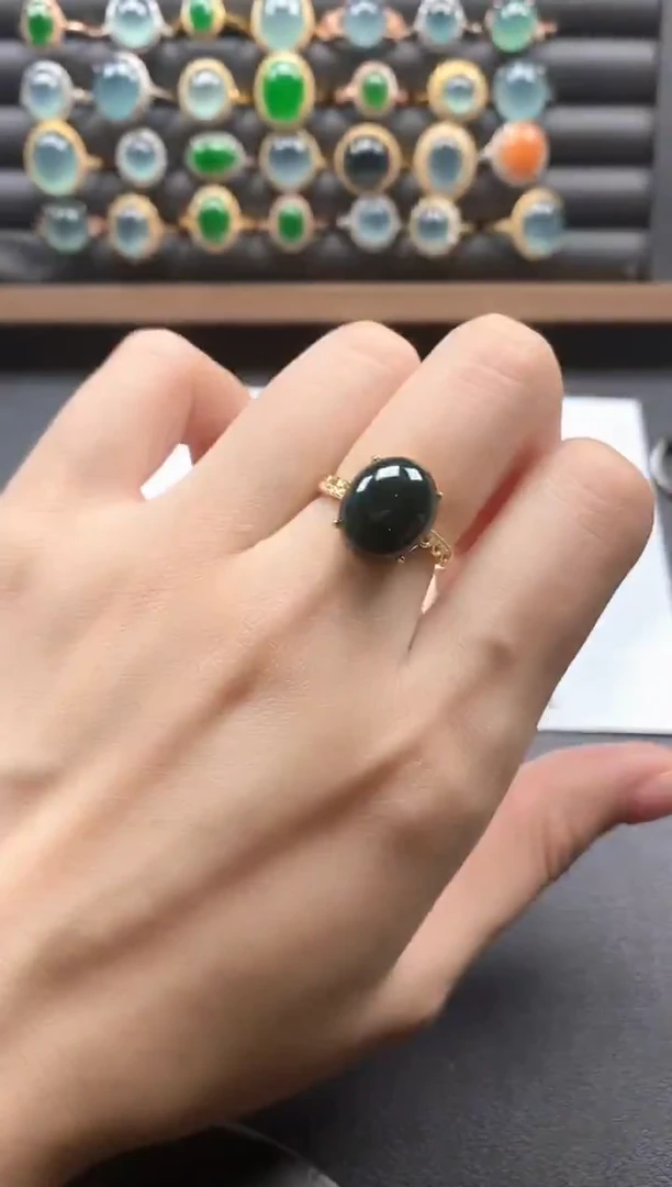 银S925镶嵌戒指翡翠51511