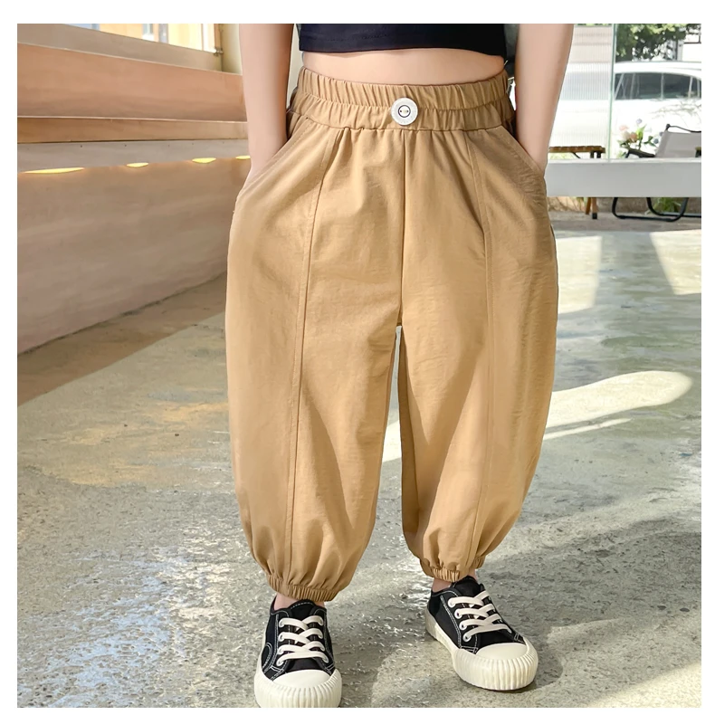 男女童宽松2025新款九分裤梭织裤宝宝休闲裤防蚊裤韩版夏装薄款