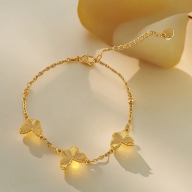 合金手链 合金材质【三只蝴蝶手链】气质轻奢时尚百搭小众简约甜美