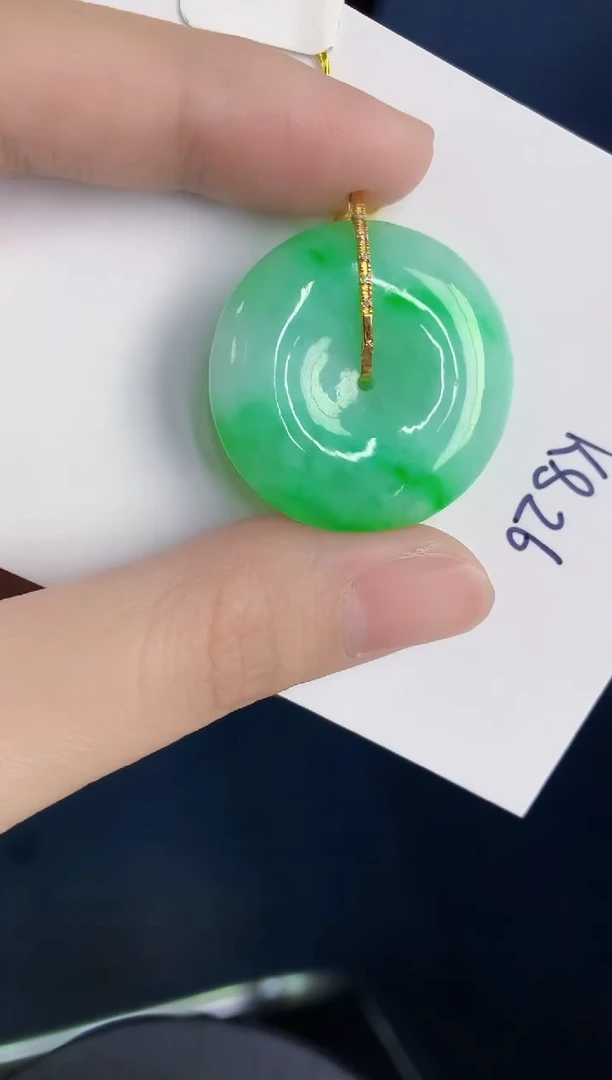 颈饰18K金镶嵌翡翠天然翡翠缅甸A货