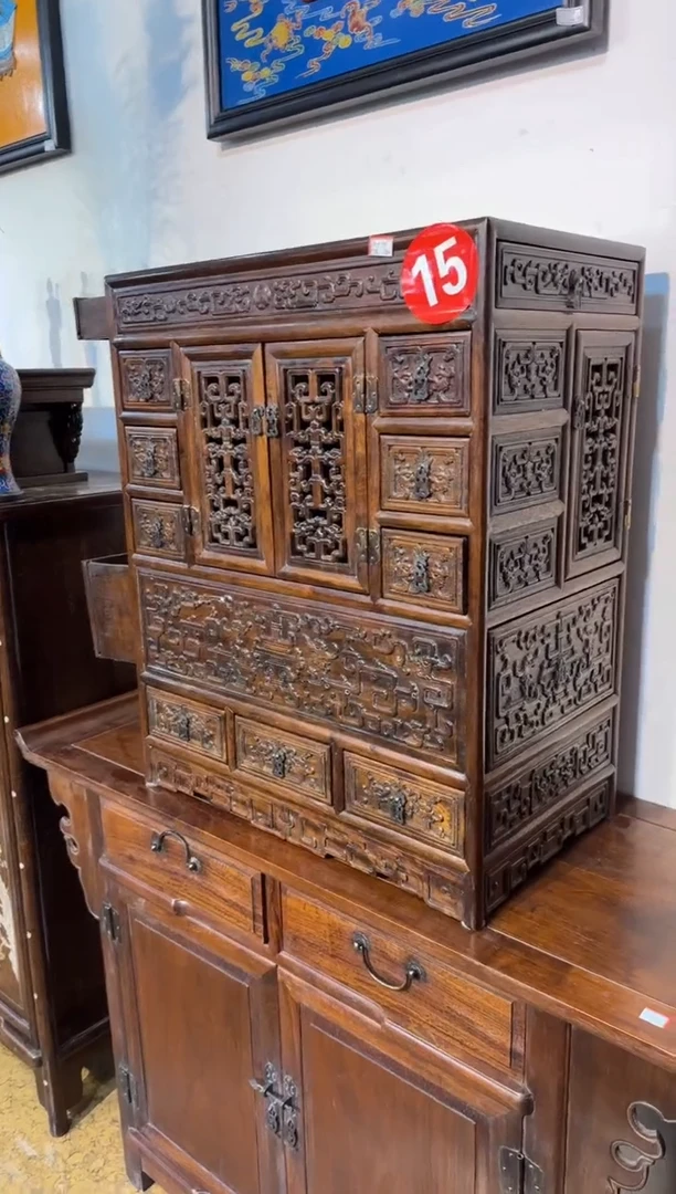 木15号  三面柜  摆件