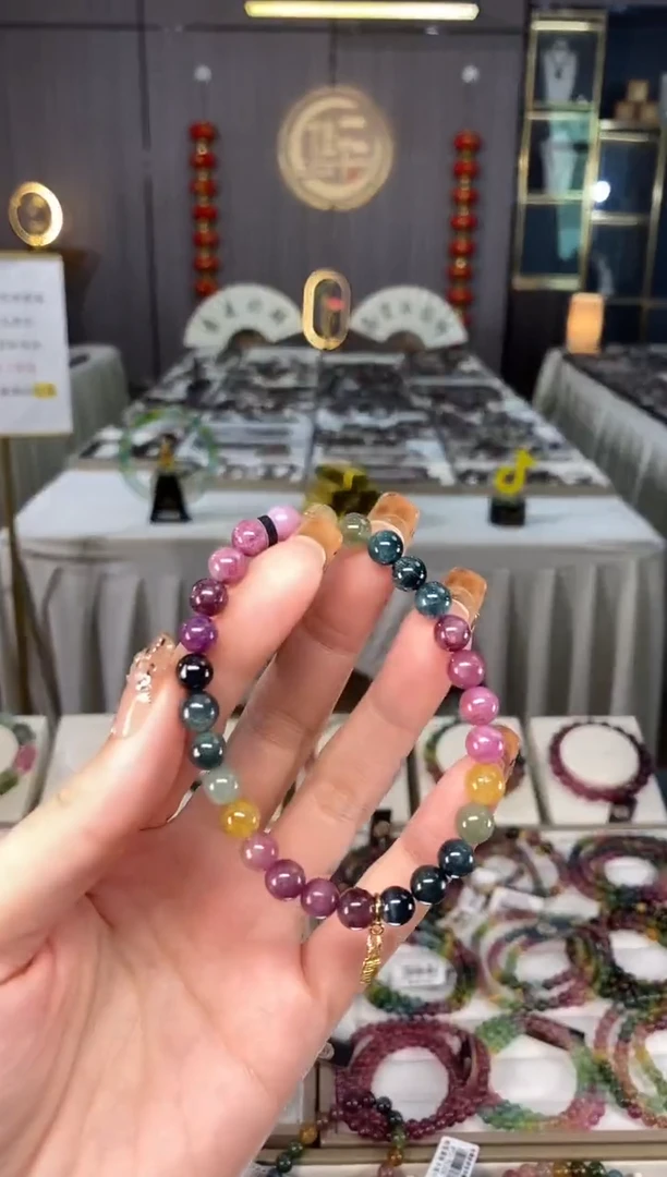 未镶嵌老矿碧玺色标单圈手串6mm+碧玺dan多样性发货一条