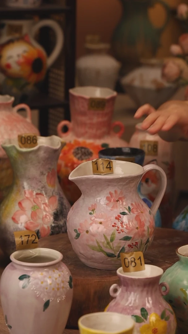 陶瓷114景德镇设计师手作花器摆件侘寂风