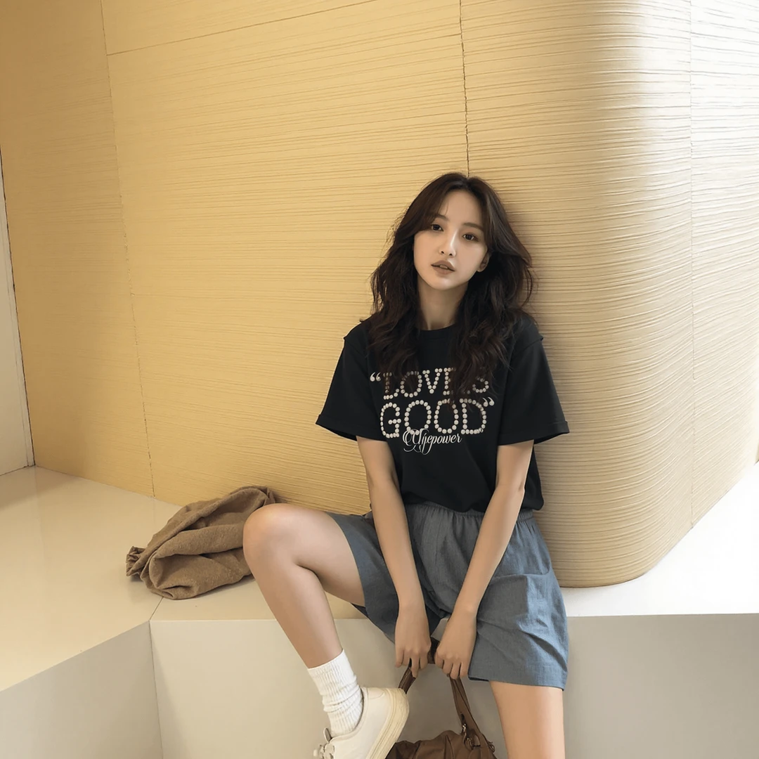 YEP设计感印花短袖t恤男女夏季新款复古情侣装半袖宽松小众上衣潮