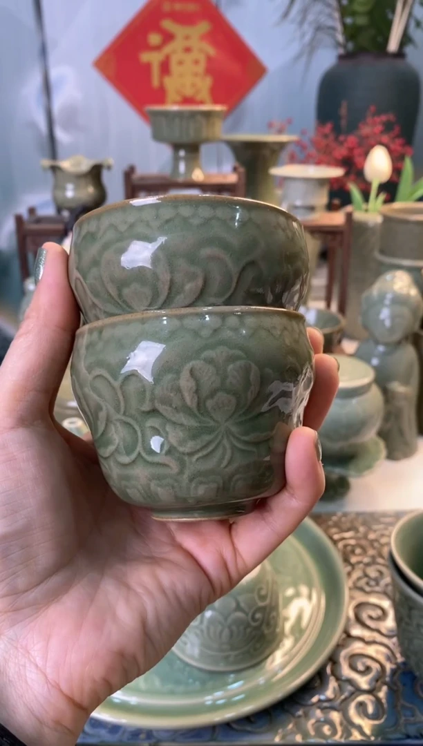 【闪购商品】黑泥牡丹葫芦杯000038【2只】