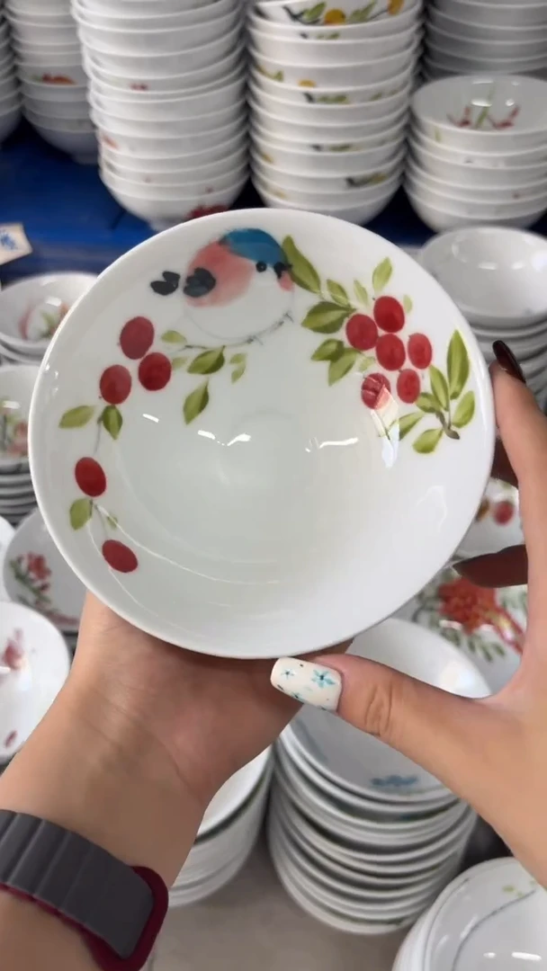 瓷片景德镇陶瓷食品级手绘釉中彩-斗笠碗