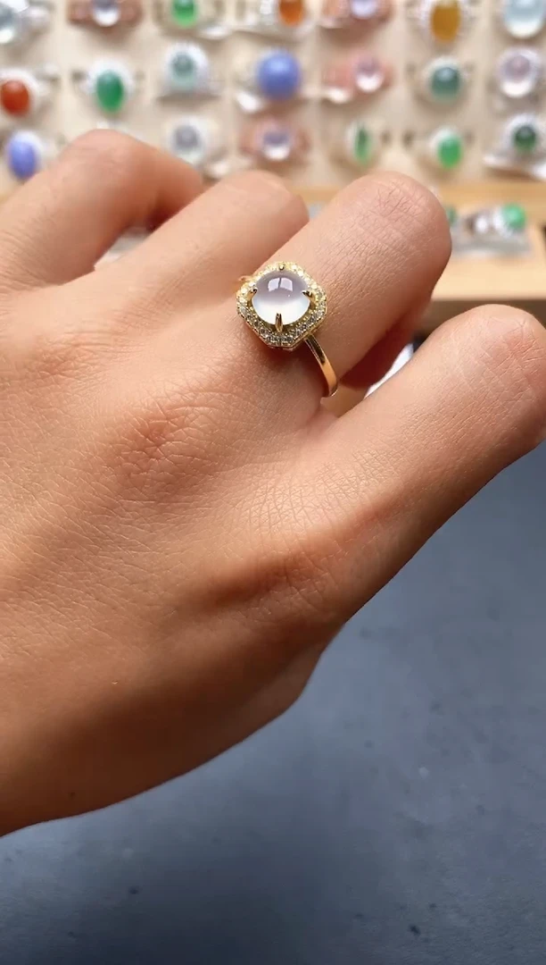 银S925镶嵌戒指翡翠缅甸天然A货翡翠1 5-1