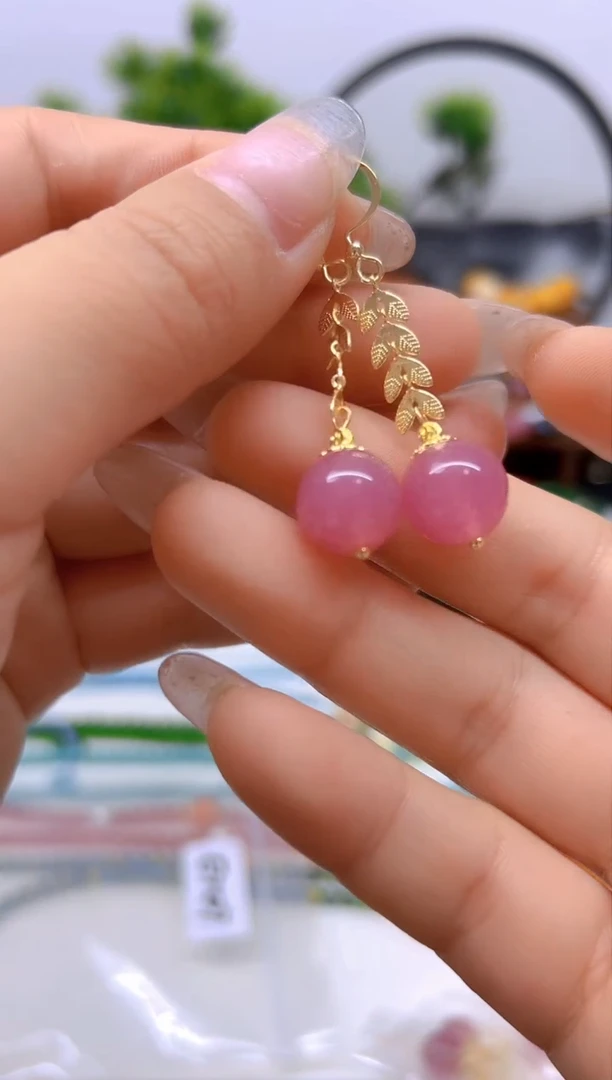 【闪购商品】碧玺耳饰14K金镶嵌耳饰E747