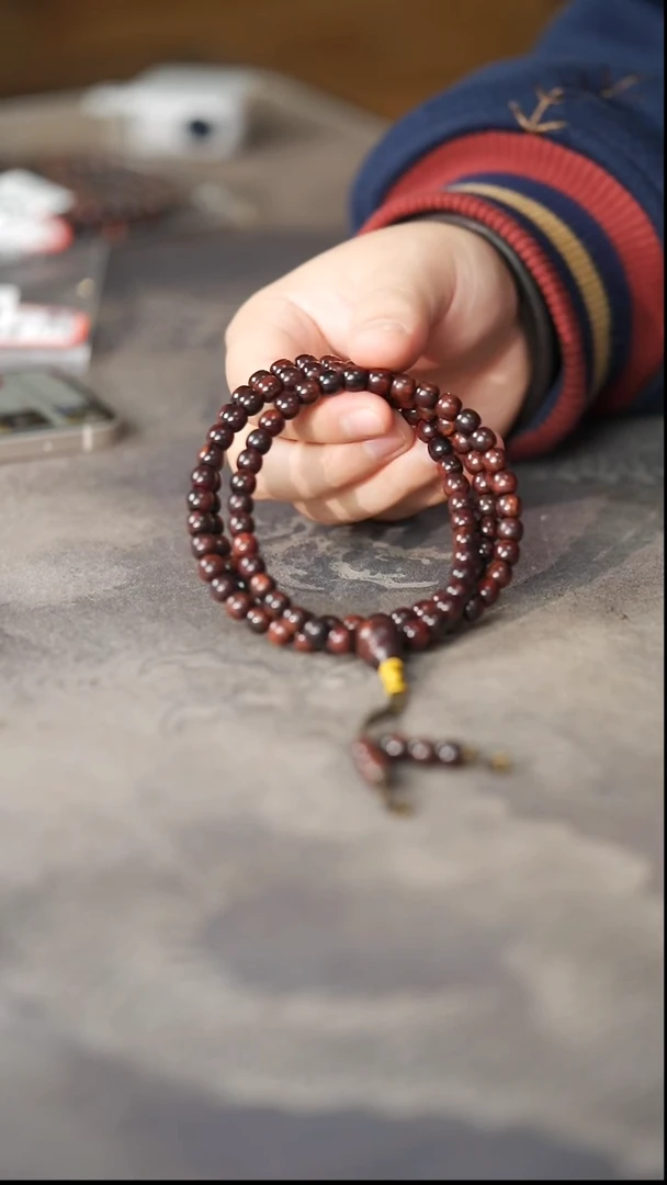 黄花梨/降香黄檀手串/手链647老料紫油梨顺纹全紫7*7.7老型多圈