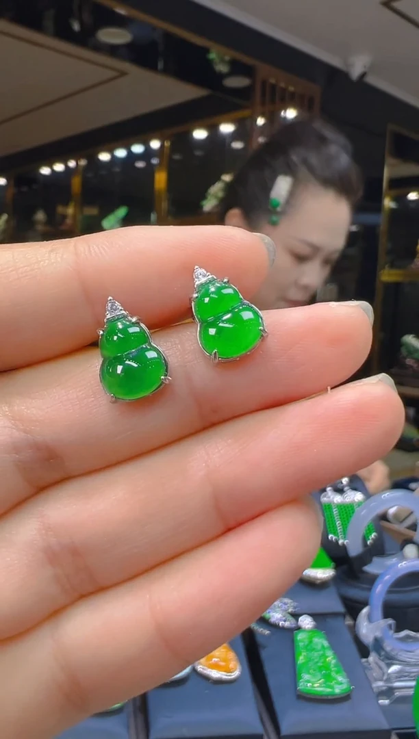 翡翠银S925镶嵌耳饰139（多样性发其一）