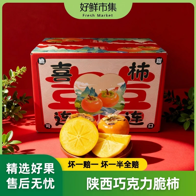 【好鲜市集】陕西巧克力脆柿子5斤果肉厚实 爽口 产地直发 坏果包赔