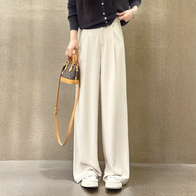 宿慕SUMU女款直筒西装裤阔腿裤薄款2025新款秋季休闲西裤子M0002M