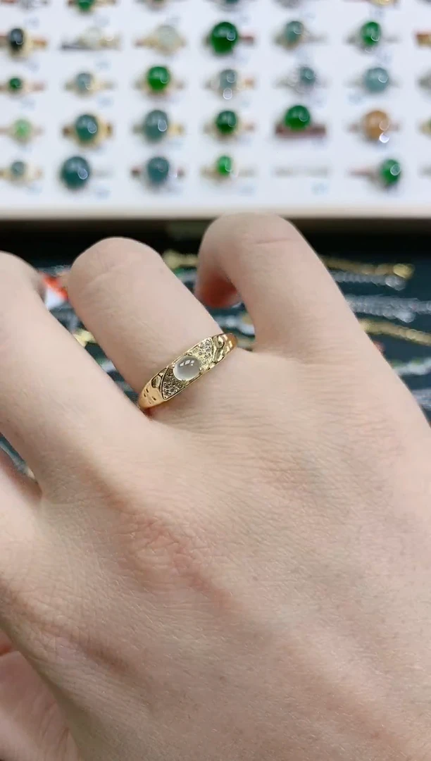 翡翠戒指银S925镶嵌天然翡翠