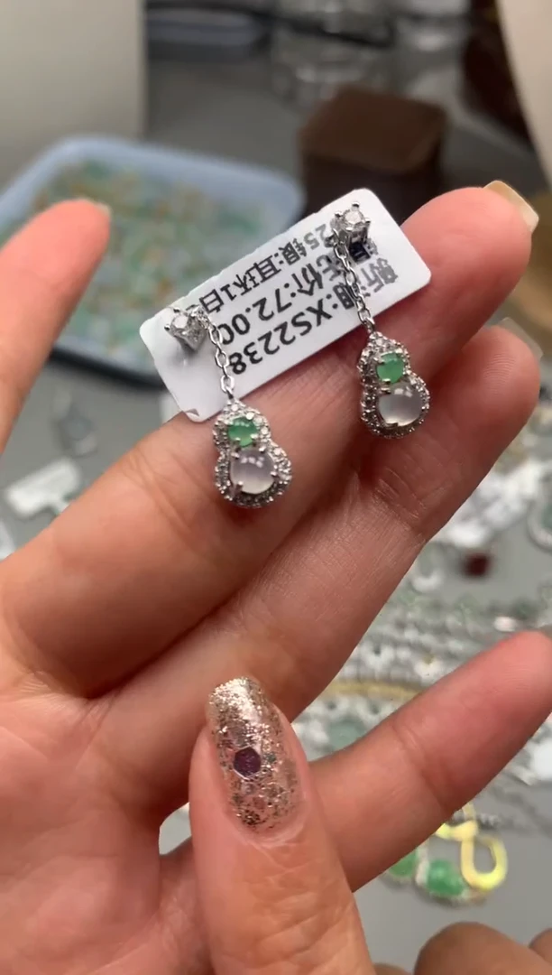 银S925镶嵌戒指翡翠耳饰18