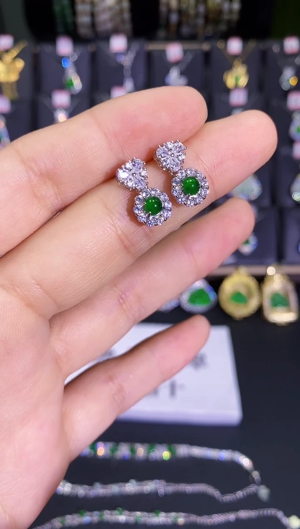 【闪购商品】翡翠耳饰未镶嵌小单面耳钉