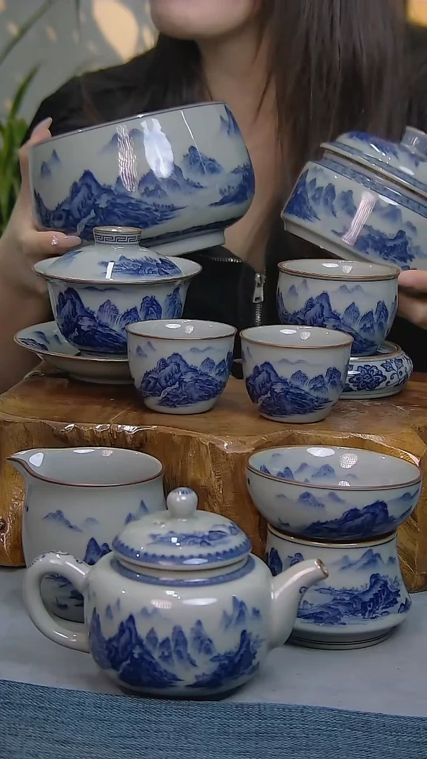简装家用款10件套 老陶泥开片纹陶瓷茶具