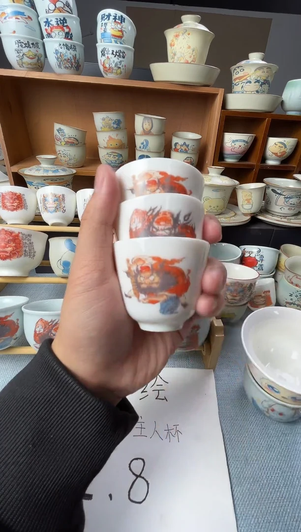 手绘盖碗主人杯定制6