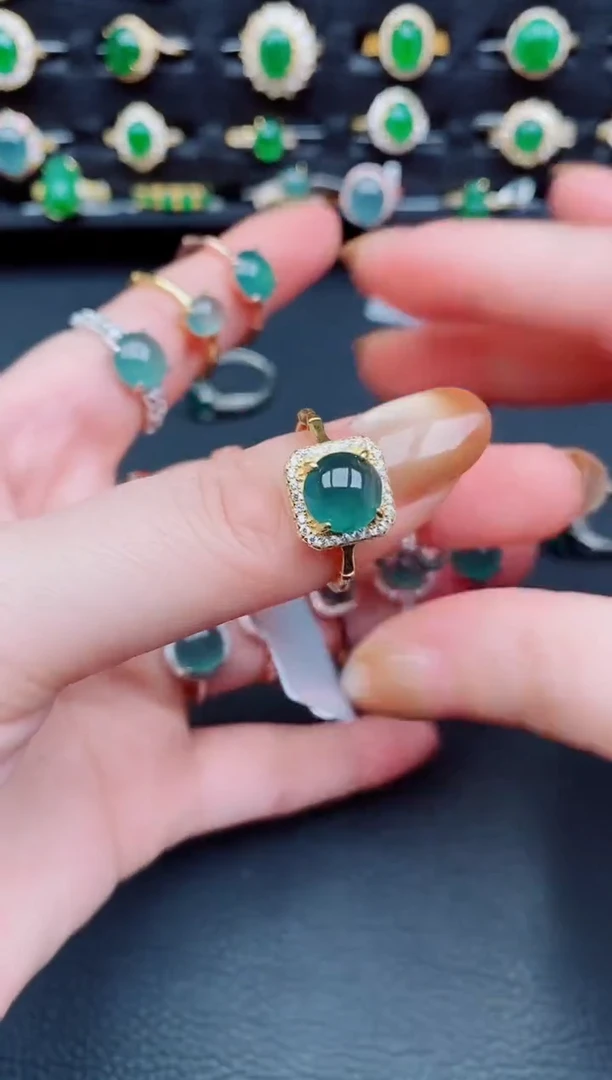 【闪购商品】翡翠戒指银S925镶嵌天然a货翡翠4