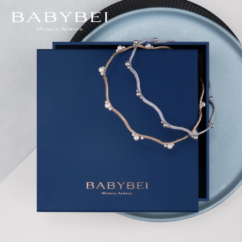 BABYBEI/初贝豆豆高亮珠超细版发箍波浪隔三珠优雅气质简约米灰