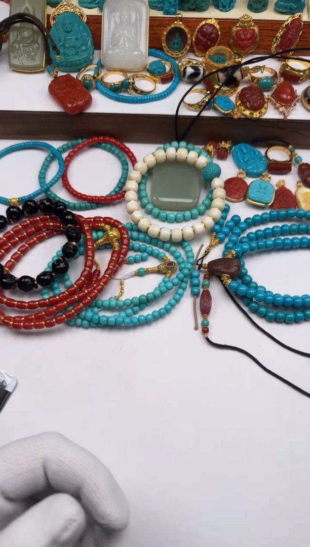 18K金镶嵌绿松石配饰星*～1111