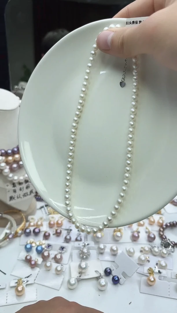 未镶嵌项链淡水珍珠白珠全株项链（多样性发一）